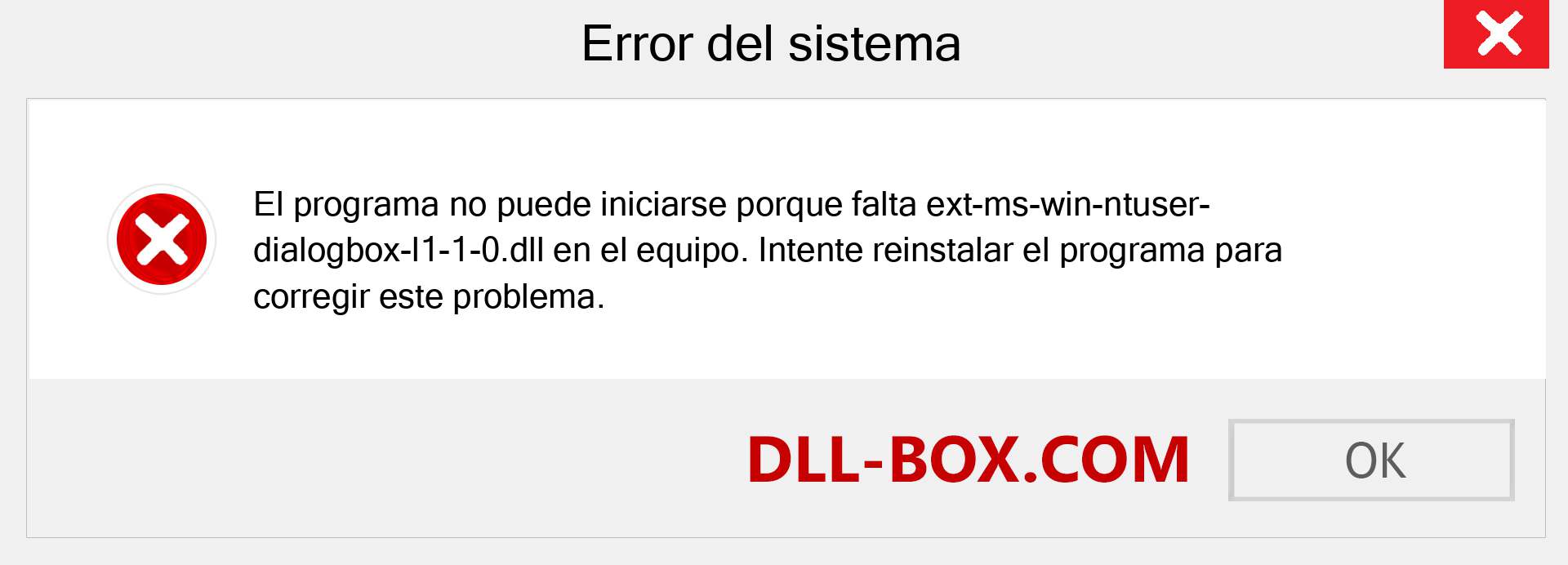 ¿Falta el archivo ext-ms-win-ntuser-dialogbox-l1-1-0.dll ?. Descargar para Windows 7, 8, 10 - Corregir ext-ms-win-ntuser-dialogbox-l1-1-0 dll Missing Error en Windows, fotos, imágenes