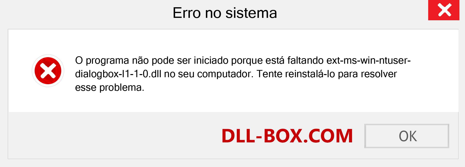 Arquivo ext-ms-win-ntuser-dialogbox-l1-1-0.dll ausente ?. Download para Windows 7, 8, 10 - Correção de erro ausente ext-ms-win-ntuser-dialogbox-l1-1-0 dll no Windows, fotos, imagens